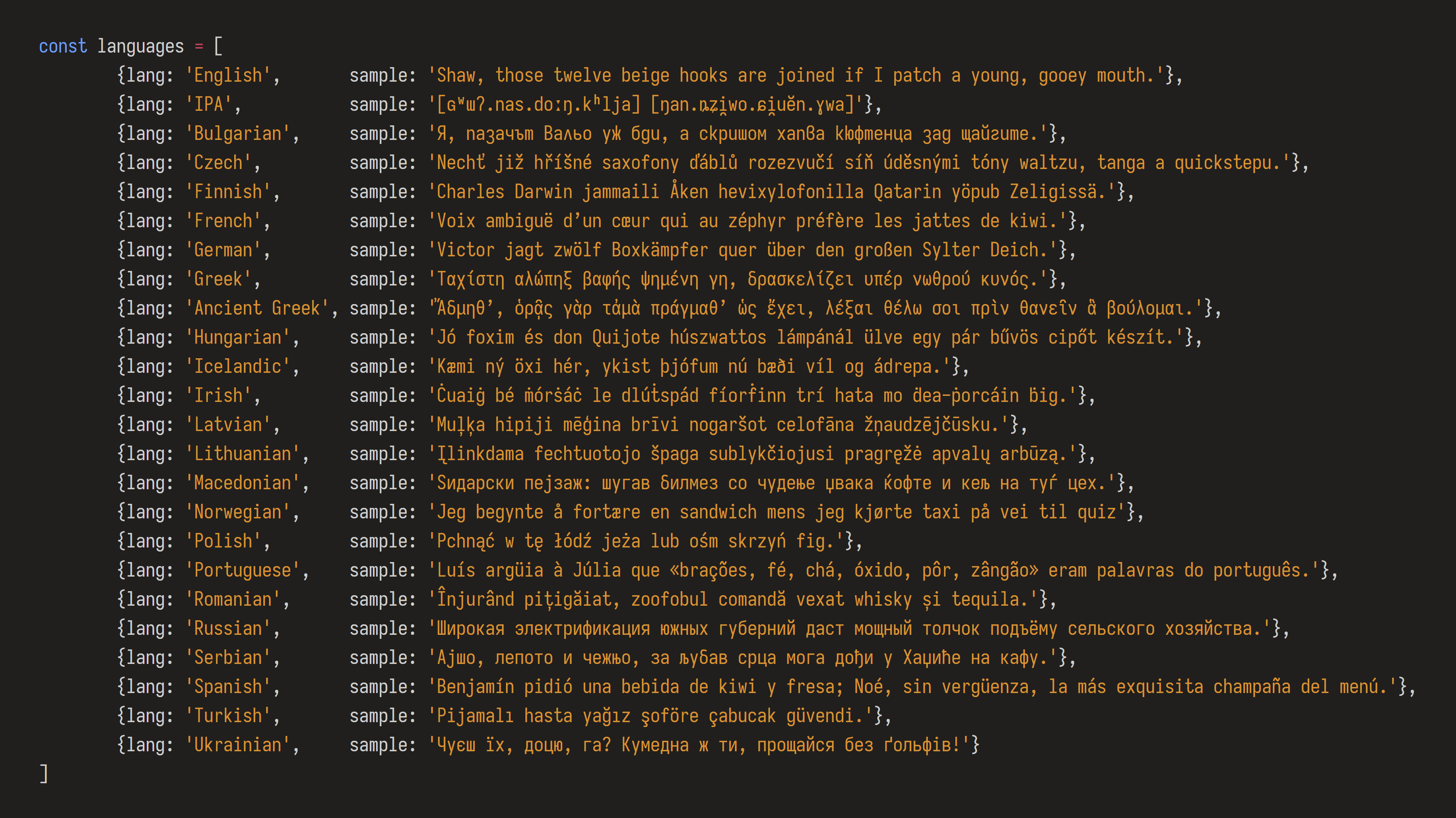 Languages Sample