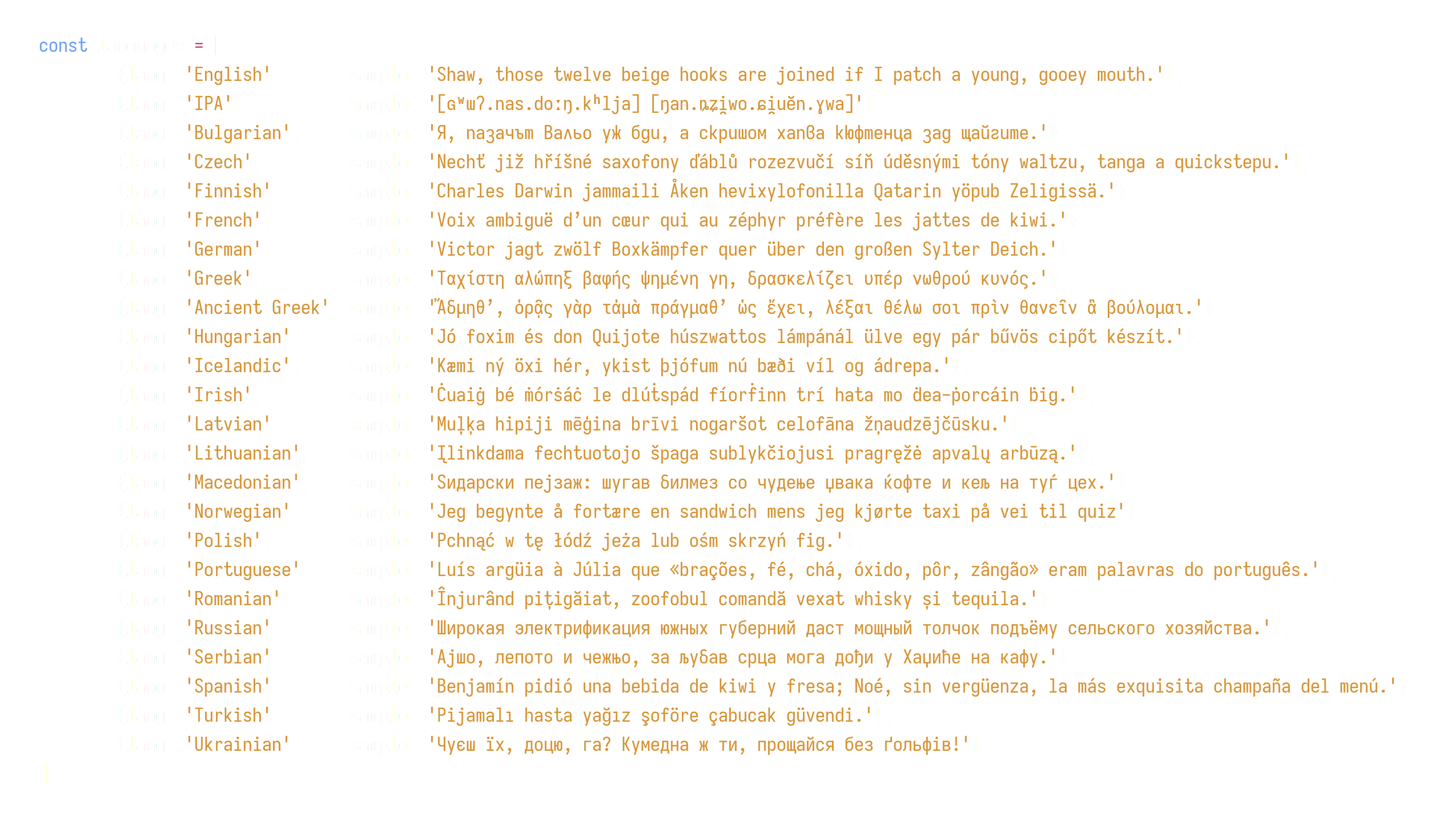Languages Sample