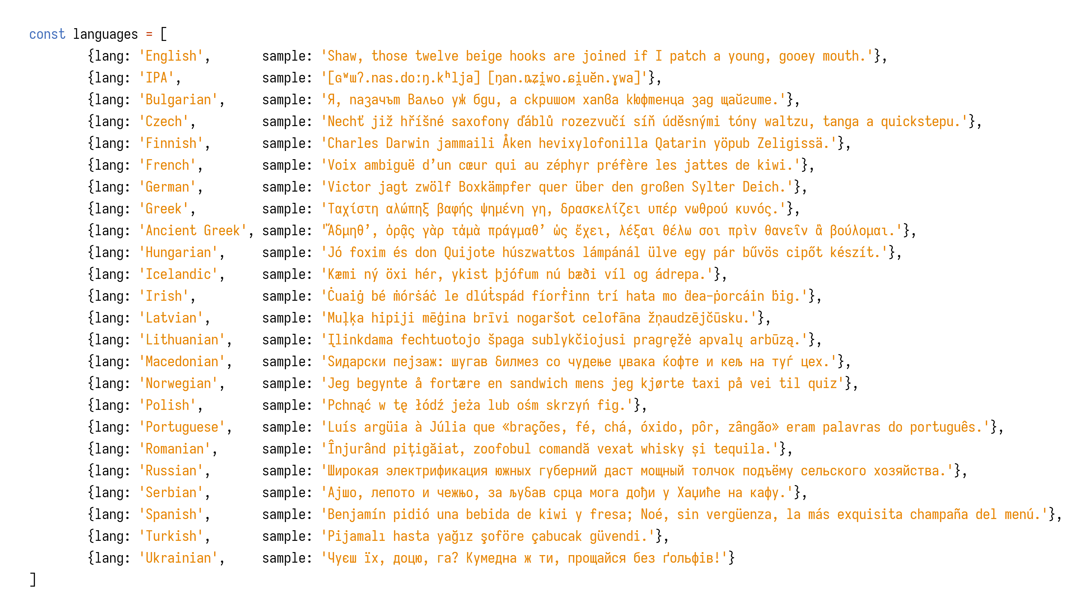Languages Sample