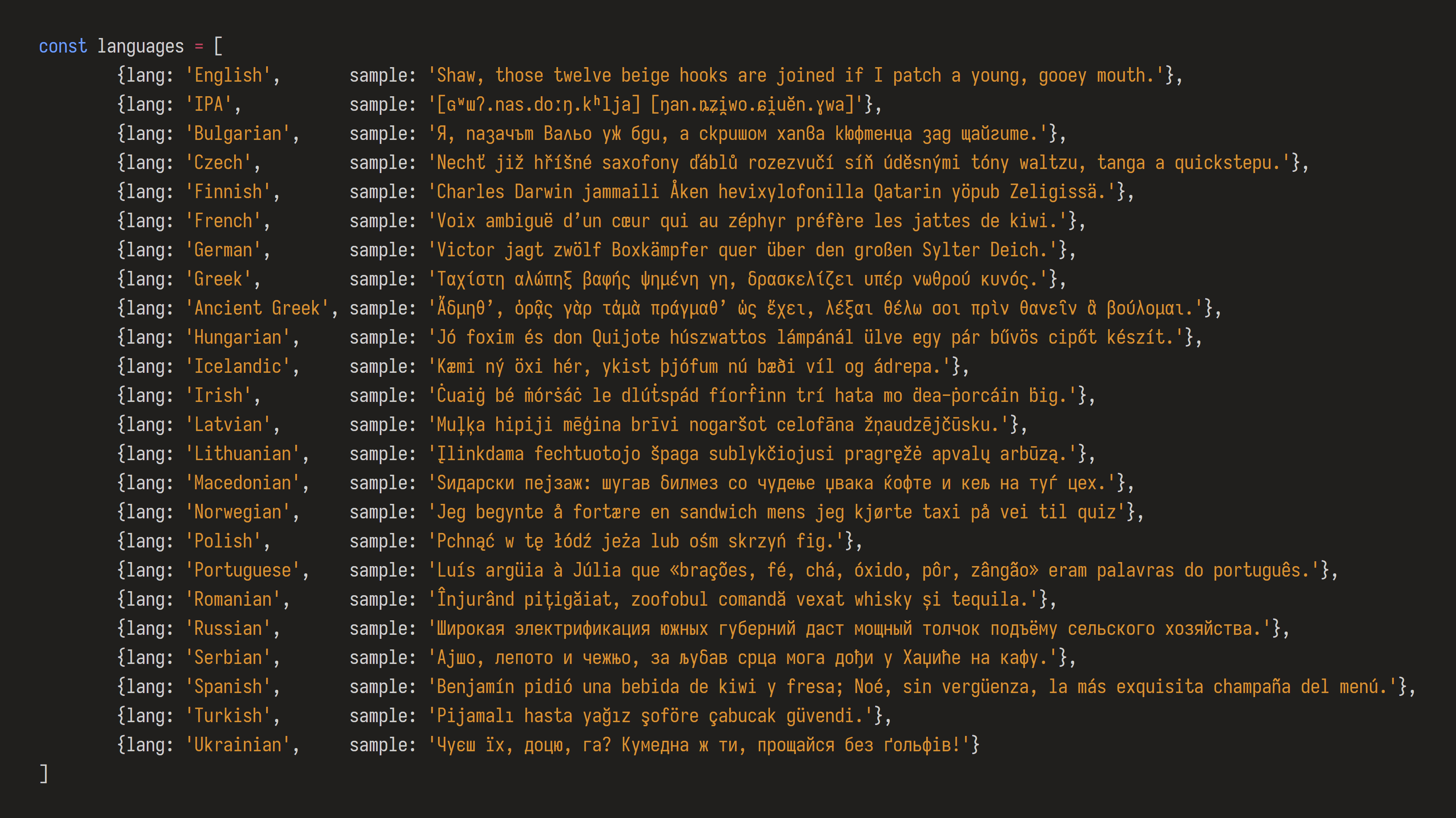 Languages Sample